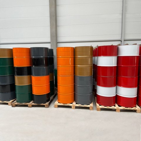 Beczka stalowa metalowa TH 216.5L z rowkami korki 3/4 i 2 w wieku - MIX KOLORÓW