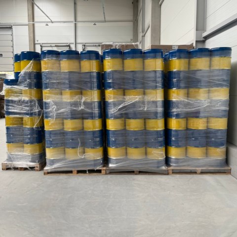 Beczka stalowa metalowa TH 60L korki 2 i 3/4 - NIEBIESKO-ŻÓŁTA