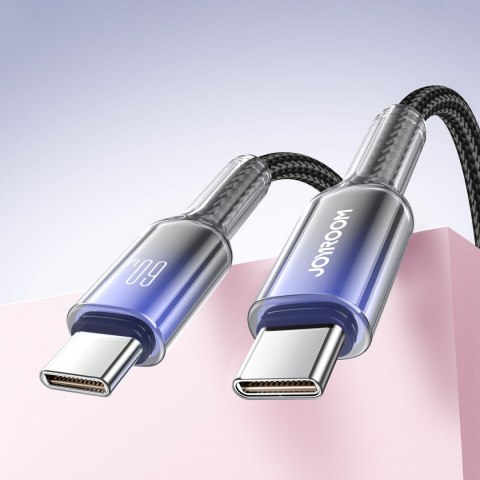 Kabel przewód Crystal-Clear Series 60W USB-C - USB-C 1.2m - czarny