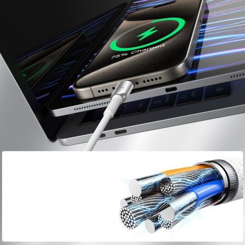 Kabel przewód Cutting-Edge Series 60W USB-C - USB-C 1.2m - szary