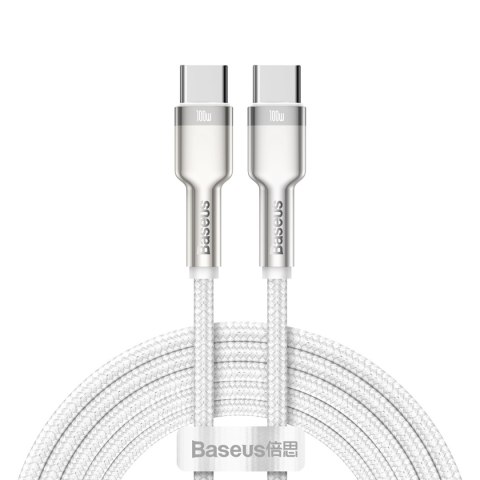 Kabel przewód USB-C - USB-C Series Metal Data PD QC SCP 100W 5A 1m - biały