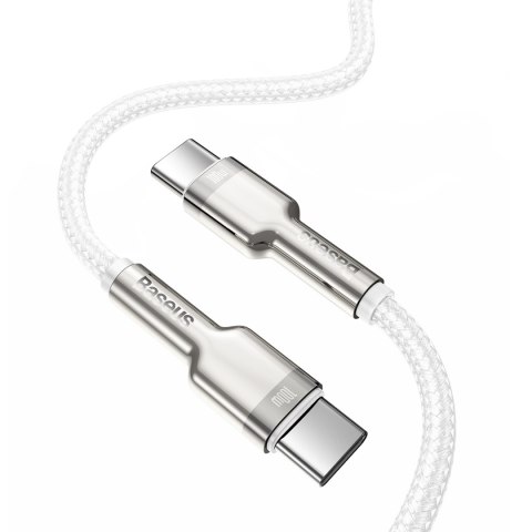 Kabel przewód USB-C - USB-C Series Metal Data PD QC SCP 100W 5A 1m - biały