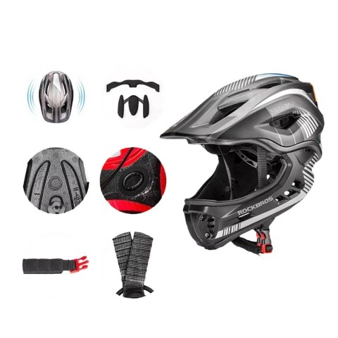 Kask rowerowy MTB dziecięcy z odpinaną szczęką rozmiar L - szary