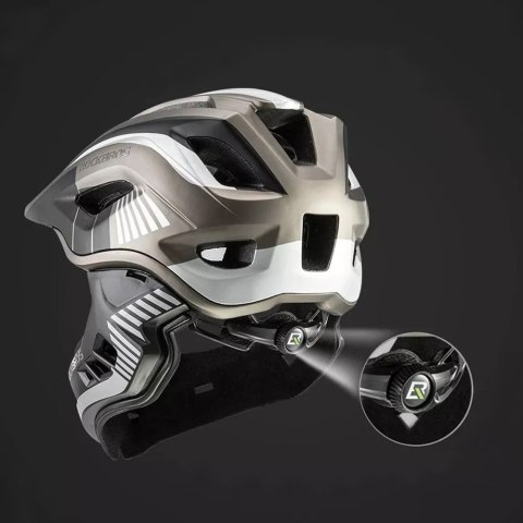 Kask rowerowy MTB dziecięcy z odpinaną szczęką rozmiar L - szary