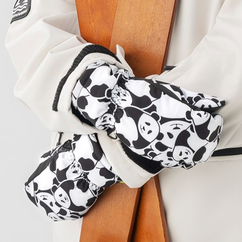 Rękawiczki narciarskie dziecięce bez palców Panda Heat rozmiar S - czarne/białe