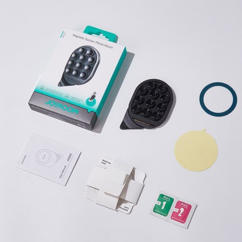 Uchwyt magnetyczny na smartfona z przyssawkami na lustro szybę - czarny