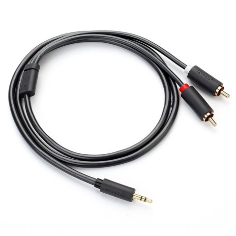 Kabel przewód audio 3.5mm minijack (męski) - 2RCA (męski) 2m - szary