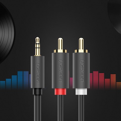 Kabel przewód audio 3.5mm minijack (męski) - 2RCA (męski) 5m - szary
