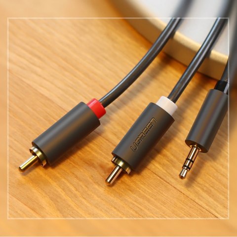 Kabel przewód audio 3.5mm minijack (męski) - 2RCA (męski) 5m - szary