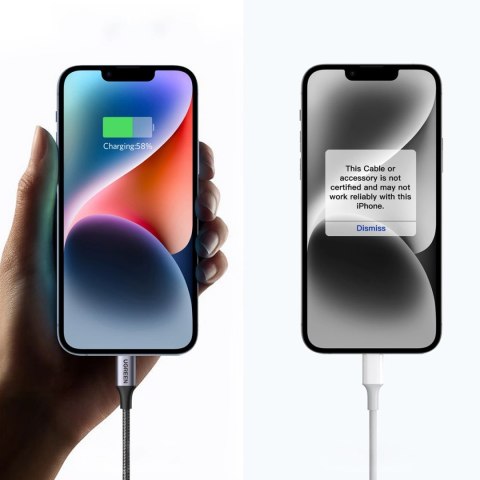 Kabel przewód do iPhone Lightning - USB-C 2.0 MFi 1m - szary