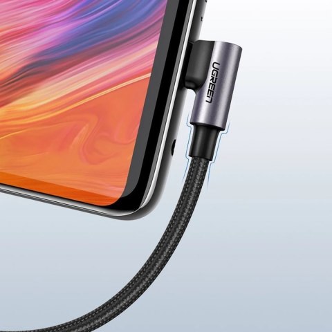Kabel przewód kątowy USB-A - USB-C 3A 3m - szary