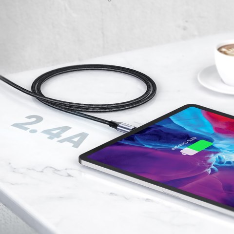 Kabel przewód w oplocie USB-A - iPhone Lightning MFi 1.5m - czarny