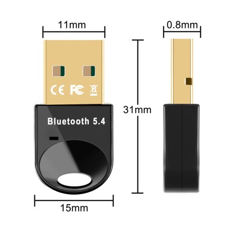 Mini adapter odbiornik nadajnik Bluetooth 5.4 USB-A do komputera - czarny