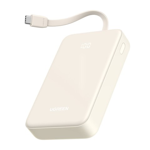 Powerbank 20000mAh 22.5W USB-C USB-A wbudowany kabel USB-C - biały