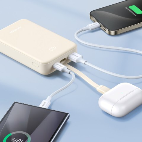 Powerbank 20000mAh 22.5W USB-C USB-A wbudowany kabel USB-C - biały