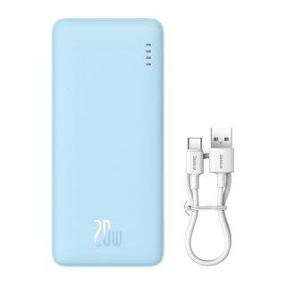 Powerbank 20000mAh Airpow 20W z kablem USB-A - USB-C 50cm - niebieski