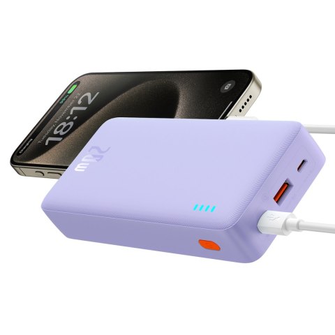 Powerbank 20000mAh Airpow Fast Charge 20W z kablem USB USB-C 50cm - fioletowy