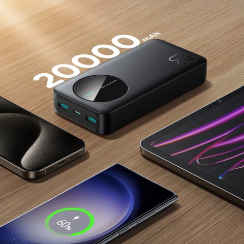 Powerbank JR-PBF14 20000mAh 2.4A 2x USB-A 1x USB-C - czarny