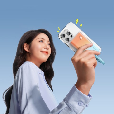 Powerbank Popsicle 5200mAh 20W z kablem Lightning 60W/20V/3A/30cm - niebiesko-pomarańczowy