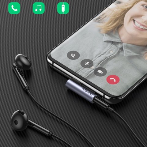 Przejściówka adapter kątowy audio USB-C (męski) - minijack 3.5mm (żeński) - szary