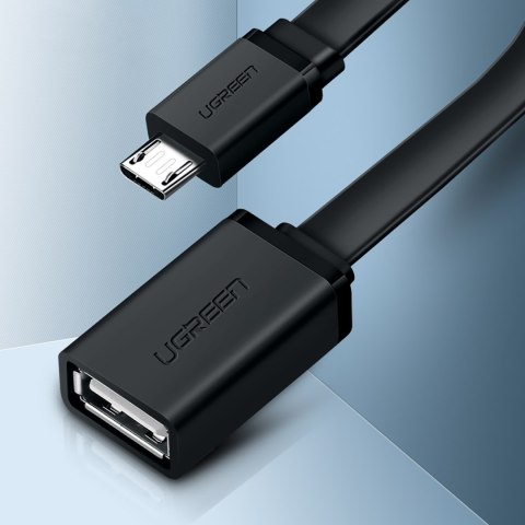 Przejściówka adapter micro USB (męski) - USB-A (żeński) OTG płaski 0.15m - czarny