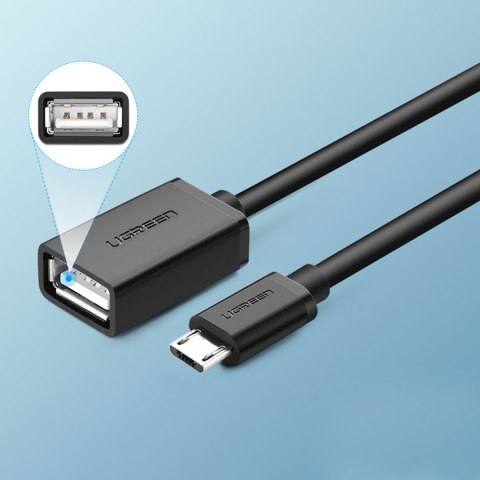 Przejściówka adapter micro USB (męski) - USB-A (żeński) OTG płaski 0.15m - czarny