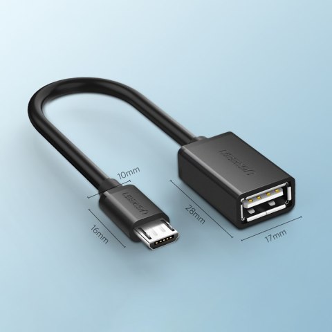 Przejściówka adapter micro USB (męski) - USB-A (żeński) OTG płaski 0.15m - czarny
