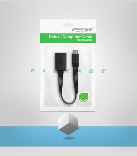 Przejściówka adapter micro USB (męski) - USB-A (żeński) OTG płaski 0.15m - czarny