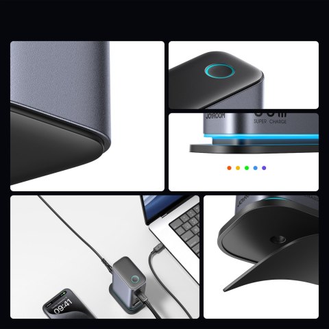 Stacja ładowania ładowarka wieloportowa GaN 65W EU 4x USB-C i 2x USB-A - ciemnoszara