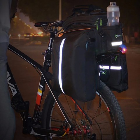 Torba rowerowa na bagażnik 35l z rozkładanymi kieszeniami A6-03BK - czarna