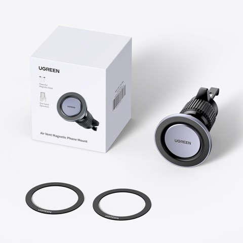 Uchwyt samochodowy magnetyczny na telefon do kratki nawiewu - czarny