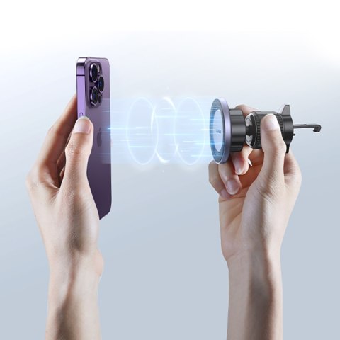 Uchwyt samochodowy magnetyczny na telefon do kratki nawiewu - czarny