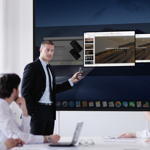 Wskaźnik laserowy z pilotem do prezentacji do 100m WiFi 2.4GHz USB-A/C - szary