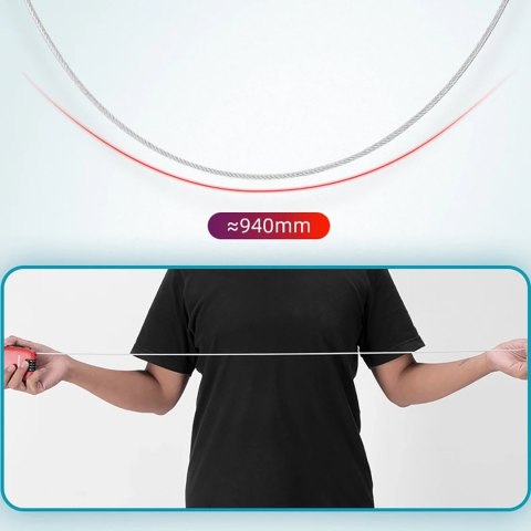 Zapięcie blokada rowerowe z linką zwijaną i zamkiem szyfrowym - czerwone