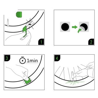 Zestaw naprawczy łatki z klejem śr. 2.4cm do łatania dętek rowerowych