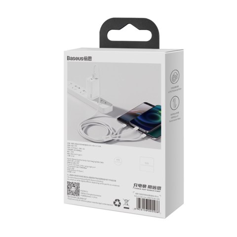 3w1 Kabel przewód Superior Series USB-A - USB-C / iPhone Lightning / micro USB 3.5A 0.5m - biały
