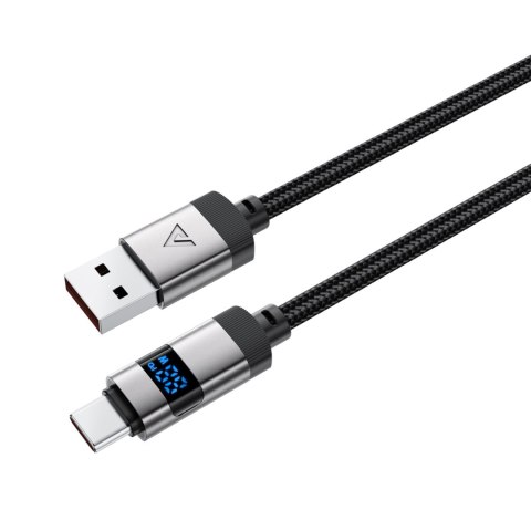 Kabel przewód USB-A - USB-C z wyświetlaczem 480Mb/s 66W 1.2m - czarny
