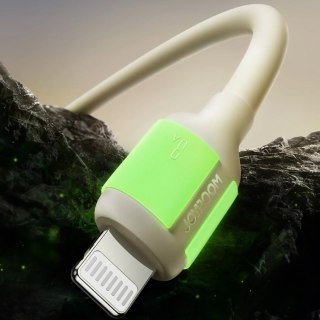 Kabel przewód USB-A - iPhone Lightning z fluorescencyjną końcówką 1.2m - beżowy