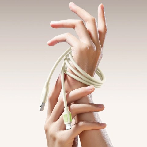 Kabel przewód USB-A - iPhone Lightning z fluorescencyjną końcówką 3A 2m - beżowy