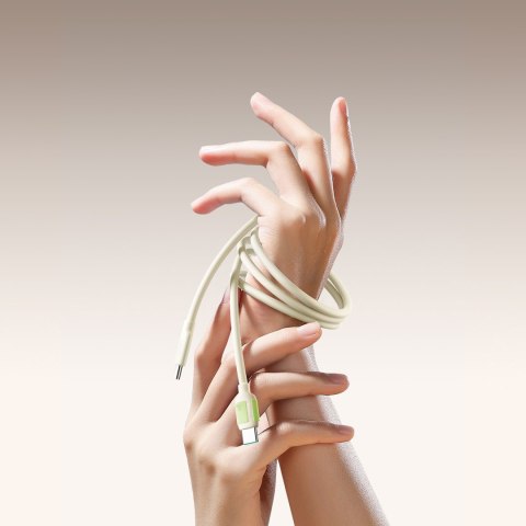 Kabel przewód USB-C - USB-C z fluorescencyjną końcówką 60W 1.2m - beżowy