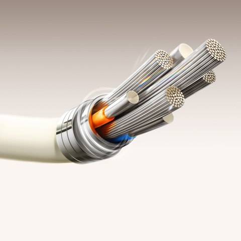 Kabel przewód USB-C - USB-C z fluorescencyjną końcówką 60W 2m - beżowy