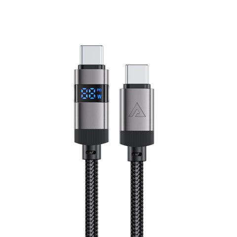 Kabel przewód USB-C - USB-C z wyświetlaczem 480Mb/s 66W 1.2m - czarny