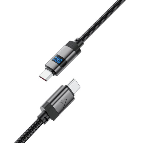 Kabel przewód USB-C - USB-C z wyświetlaczem 480Mb/s 66W 1.2m - czarny