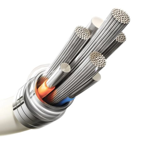 Kabel przewód USB-C - iPhone Lightning z fluorescencyjną końcówką 2m 30W - beżowy