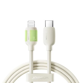 Kabel przewód USB-C - iPhone Lightning z fluorescencyjną końcówką 30W 1.2m - beżowy