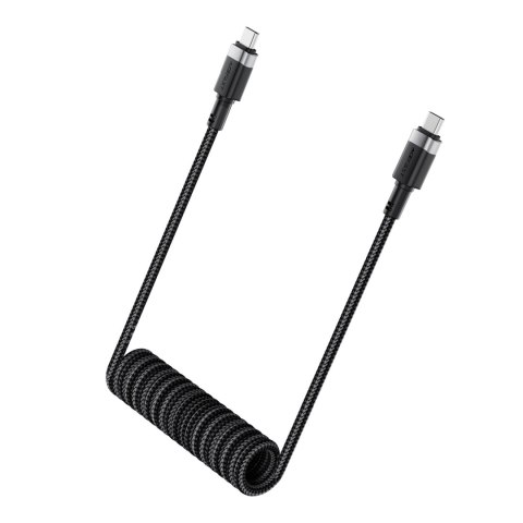 Kabel przewód spiralny USB-C - USB-C 480Mb/s 3A 1.2m - czarny