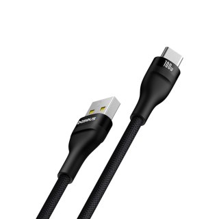 Kabel przewód wytrzymały Flash 2 USB-A - USB-C 100W 1m - czarny
