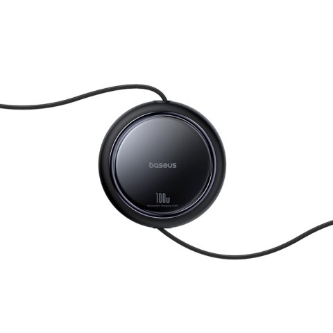 Kabel przewód zwijany USB-C - 2 x USB-C Bright Mirror Series 100W 1m - czarny