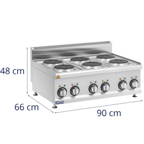 Kuchnia elektryczna nastawna 6 pól grzewczych śr. 19 cm 12 kW 400 V