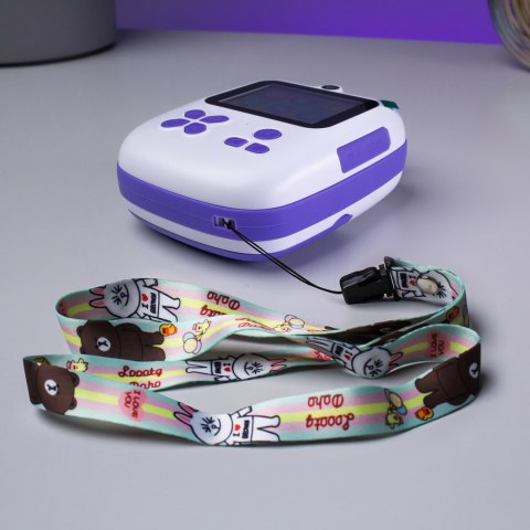 Mini drukarka termiczna dla dzieci z aparatem fotograficznym i kamerą - fioletowa